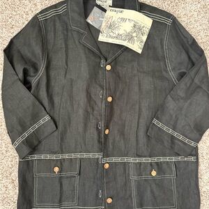 Onque Casuals Linen Jacket with White Stitching New